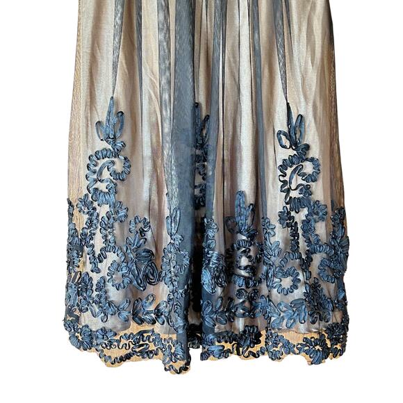 Vintage Y2K Black Mesh Gold Satin Dress NWT Whimsigoth Dark Romantic Babydoll 8 - Picture 4 of 8